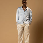 Sink Troy Long Sleeve Satin Shirt in Baby Blue