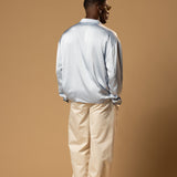Sink Troy Long Sleeve Satin Shirt in Baby Blue