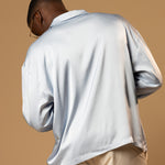Sink Troy Long Sleeve Satin Shirt in Baby Blue