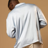 Sink Troy Long Sleeve Satin Shirt in Baby Blue