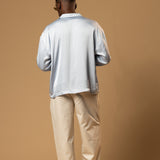 Sink Troy Long Sleeve Satin Shirt in Baby Blue