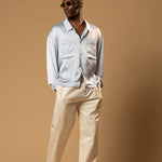 Sink Troy Long Sleeve Satin Shirt in Baby Blue