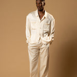 Sink Troy Long Sleeve Satin Shirt in Cream