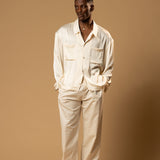 Sink Troy Long Sleeve Satin Shirt in Cream