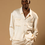 Sink Troy Long Sleeve Satin Shirt in Cream
