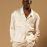 Sink Troy Long Sleeve Satin Shirt in Cream