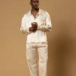 Sink Troy Long Sleeve Satin Shirt in Cream