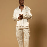 Sink Troy Long Sleeve Satin Shirt in Cream