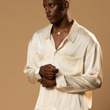 Sink Troy Long Sleeve Satin Shirt in Cream