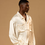 Sink Troy Long Sleeve Satin Shirt in Cream