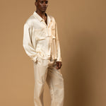 Sink Troy Long Sleeve Satin Shirt in Cream