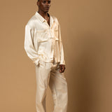 Sink Troy Long Sleeve Satin Shirt in Cream