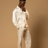 Sink Troy Long Sleeve Satin Shirt in Cream