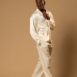 Sink Troy Long Sleeve Satin Shirt in Cream
