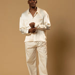 Sink Troy Long Sleeve Satin Shirt in Cream