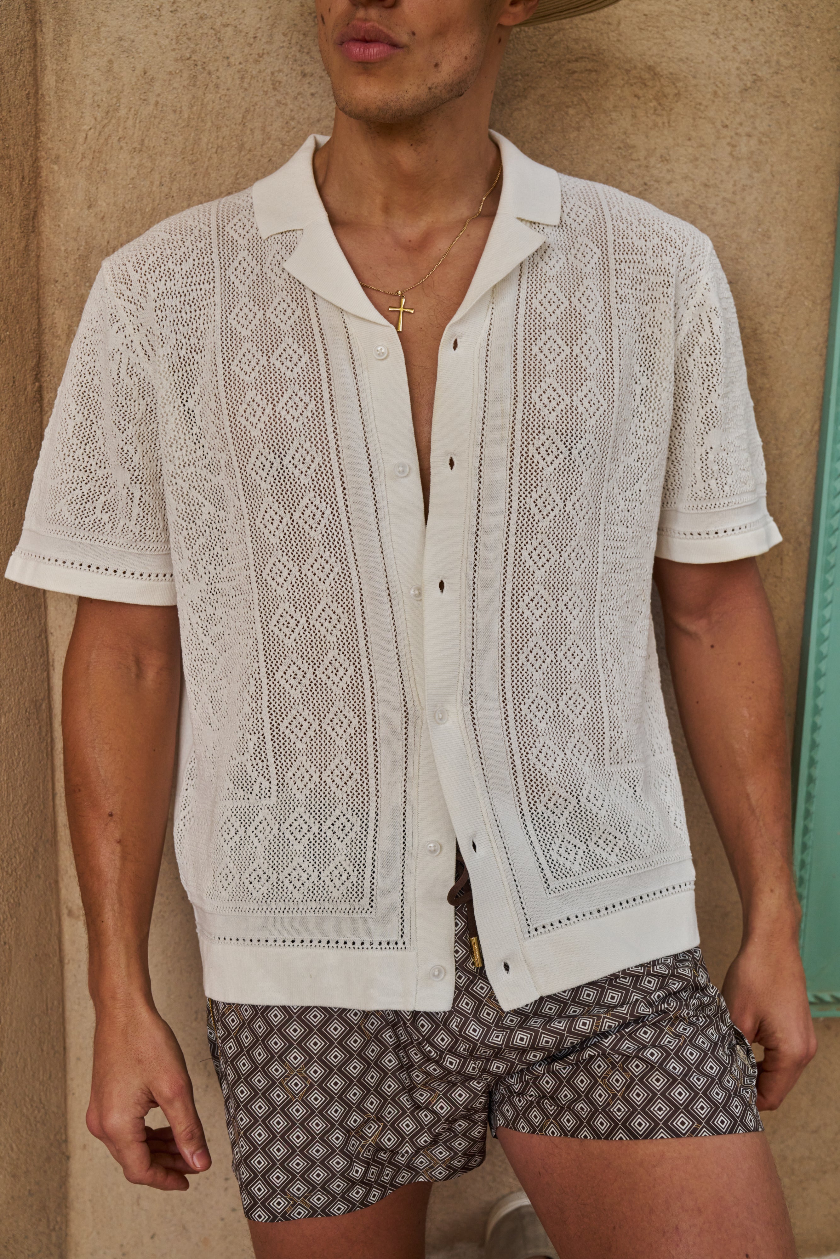 Sink Luxe Crochet Meridian Short Sleeve Shirt