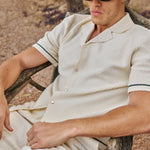 Sink Bottega Tile Cotton Shirt in Cream and Green
