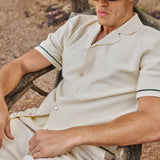 Sink Bottega Tile Cotton Shirt in Cream and Green