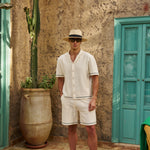 Sink Bottega Tile Cotton Shirt in Cream and Green