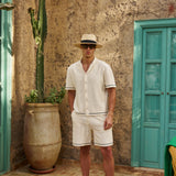 Sink Bottega Tile Cotton Shirt in Cream and Green