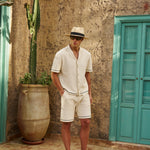Sink Bottega Tile Cotton Shirt in Cream and Green