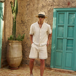 Sink Bottega Tile Cotton Short in Cream and Green