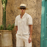 Sink Bottega Tile Cotton Short in Cream and Green