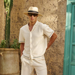 Sink Bottega Tile Cotton Short in Cream and Green