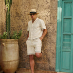 Sink Bottega Tile Cotton Short in Cream and Green
