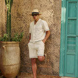 Sink Bottega Tile Cotton Short in Cream and Green