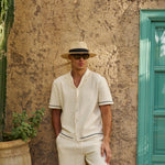Sink Bottega Tile Cotton Shirt in Cream and Green