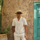 Sink Bottega Tile Cotton Short in Cream and Green