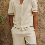 Sink Bottega Tile Cotton Shirt in Cream and Green