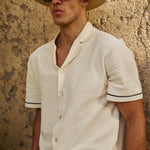 Sink Bottega Tile Cotton Shirt in Cream and Green