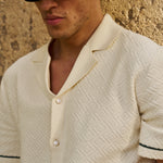 Sink Bottega Tile Cotton Shirt in Cream and Green