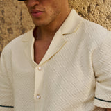 Sink Bottega Tile Cotton Shirt in Cream and Green