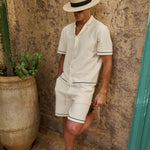 Sink Bottega Tile Cotton Shirt in Cream and Green