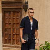 Sink Bottega Tile Cotton Short in Navy and White