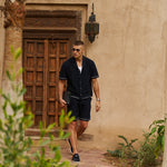 Sink Bottega Tile Cotton Shirt in Navy and White