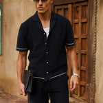 Sink Bottega Tile Cotton Shirt in Navy and White