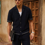 Sink Bottega Tile Cotton Shirt in Navy and White