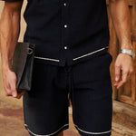 Sink Bottega Tile Cotton Short in Navy and White