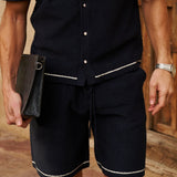 Sink Bottega Tile Cotton Short in Navy and White