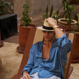 Sink Flow Satin Shirt in Sky Blue
