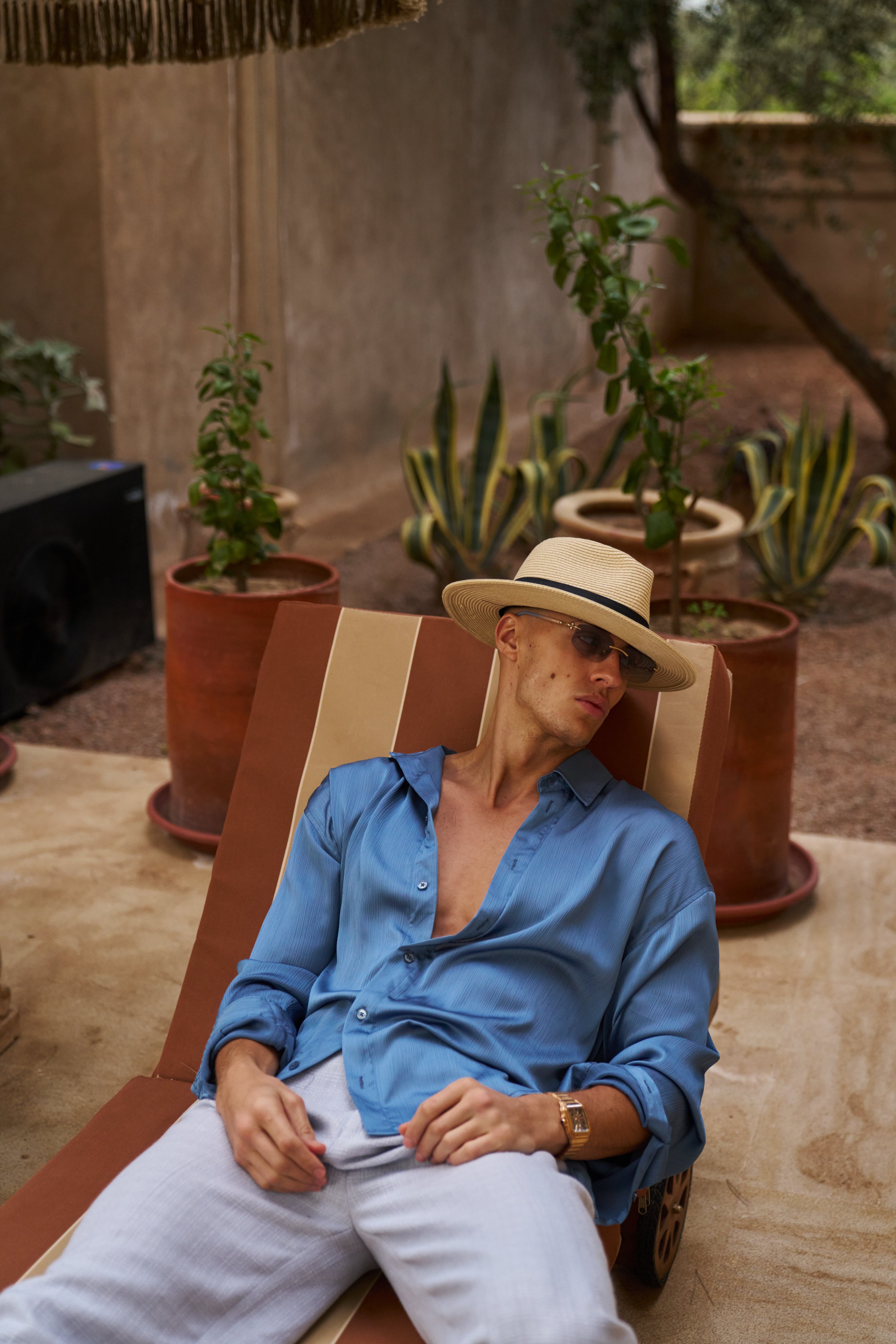 Sink Flow Satin Shirt in Sky Blue