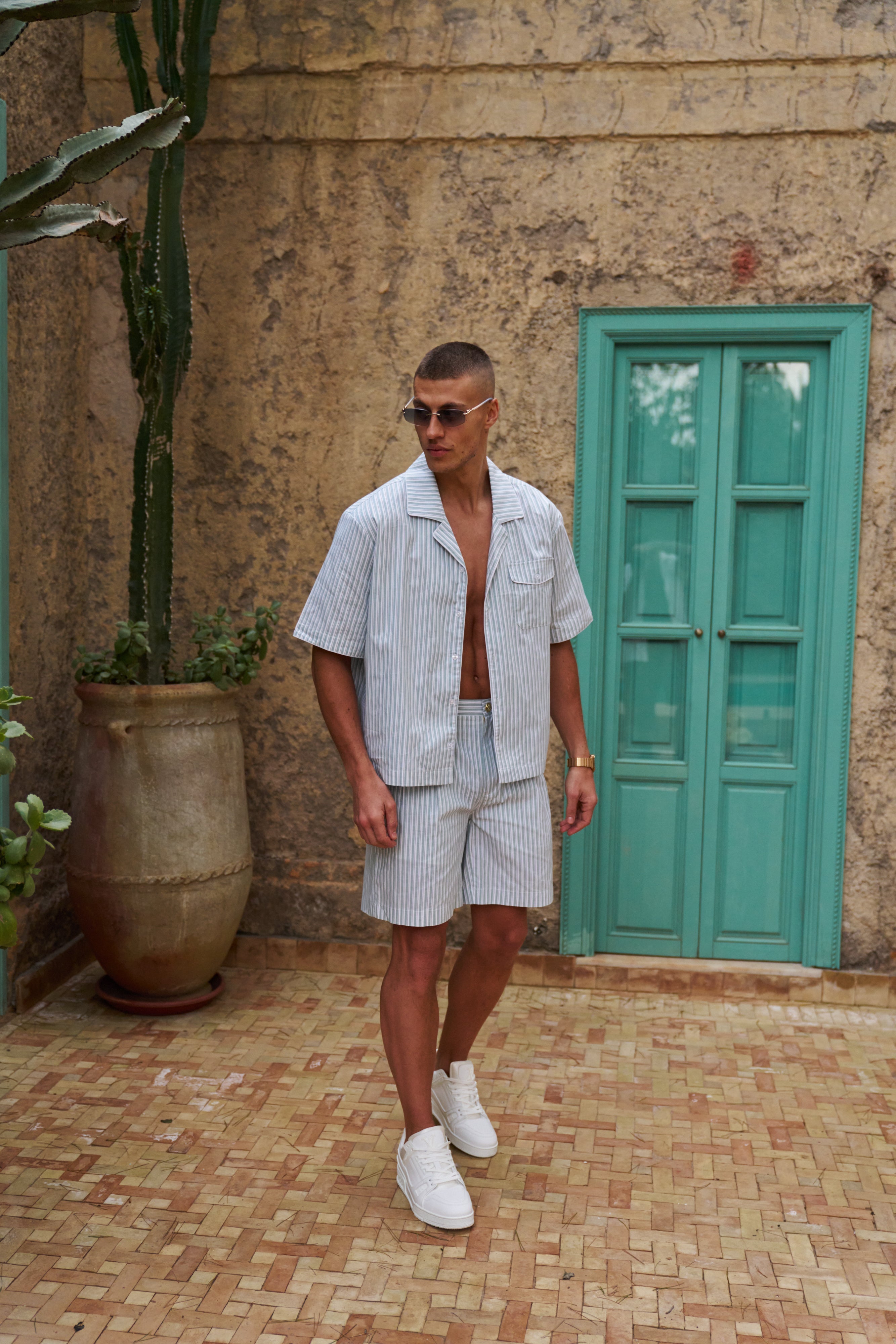 Sink Venice Cotton Short in Green and White