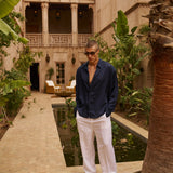 Sink Flow Satin Shirt in Navy