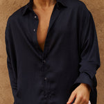 Sink Flow Satin Shirt in Navy