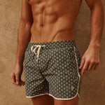 Sink The Benjamins Retro Swim Shorts in Olive Meridian
