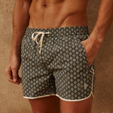 Sink The Benjamins Retro Swim Shorts in Olive Meridian